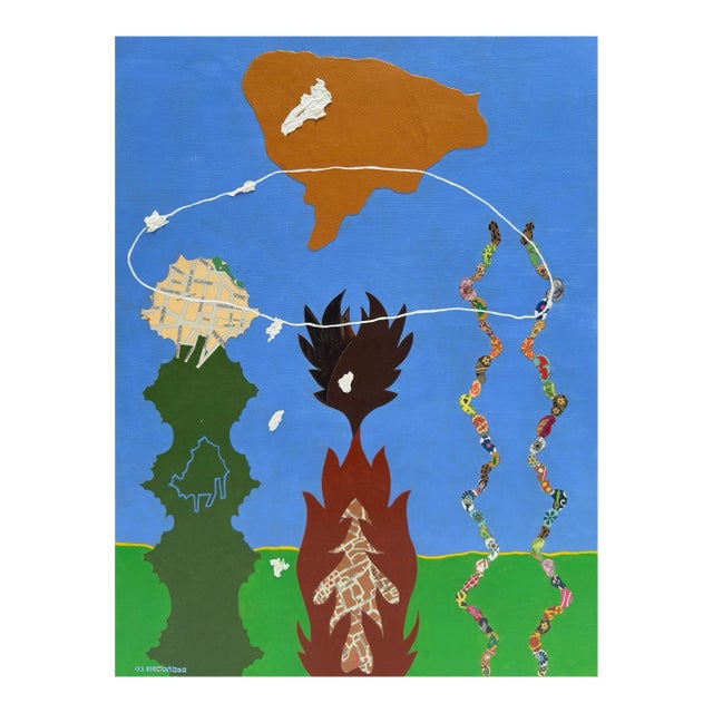 Orig Nancy Goodman Lawrence Acrylic & Collage Painting - Mutation For Sale