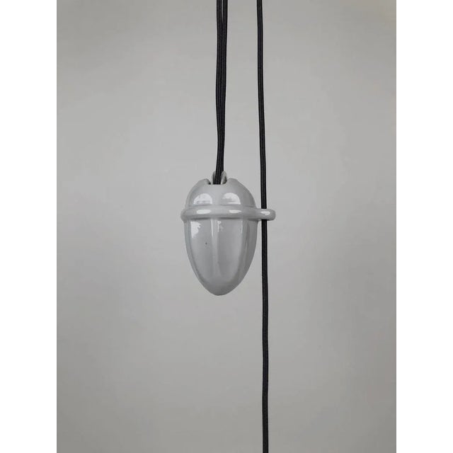 Porcelain and Handmade Glass Counterweight Pendant Lamp, 1900s For Sale - Image 14 of 18