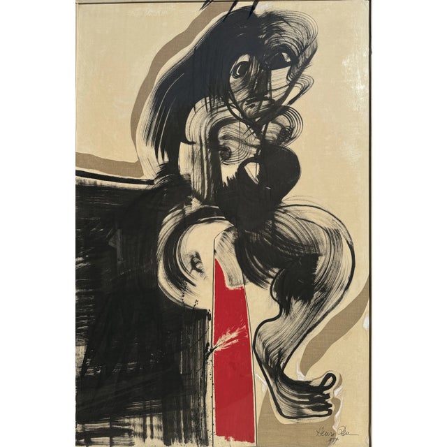 Henri Ren, Expressionist Portrait, 1987, Oil on Canvas, 196cm x 131cm For Sale - Image 6 of 9