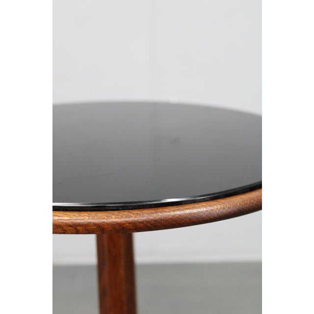 Wood Art Deco Oak Pedestal Table with Glass Top, Former Czechoslovakia, 1930s For Sale - Image 7 of 9