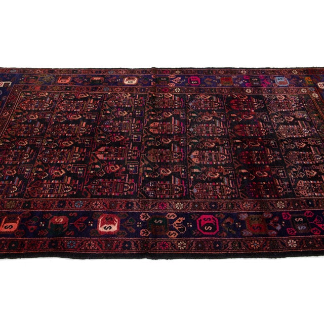1950s Hamadan Hand-Knotted Wool Rug Vintage Persian With Allover Motif For Sale - Image 4 of 7
