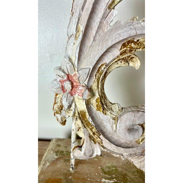 Pair of 19th Century Italian Rococo Carvings on Wood Bases, Distressed For Sale - Image 4 of 17