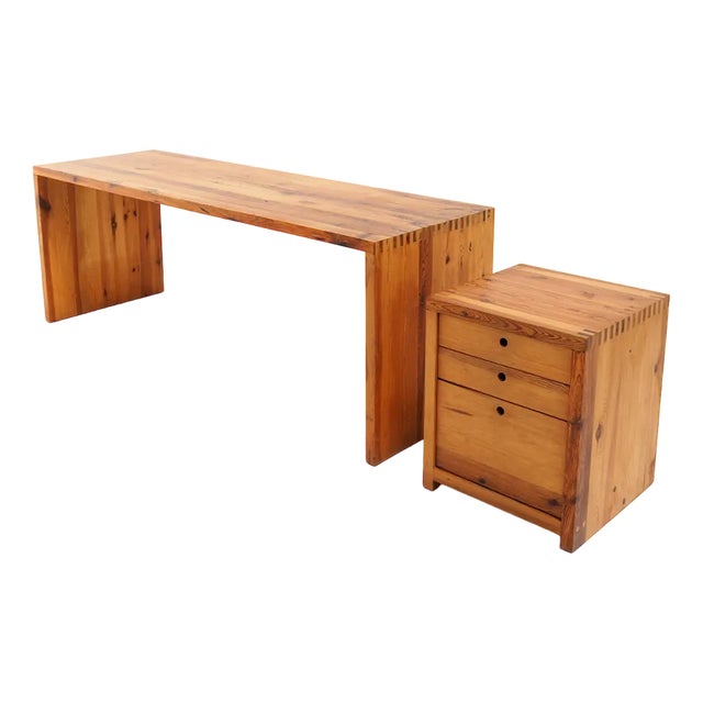 Desk with Drawer Unit in Pine by Ate Van Apeldoorn for Houtwerk Hattem, 1970s, Set of 2 For Sale