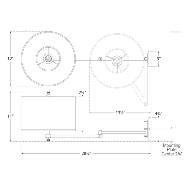 Hudson Swing Arm in Antique Nickel with Linen Shade Designer: Thomas O'Brien Finish: Antique Nickel Height: 11" Width: 12"...