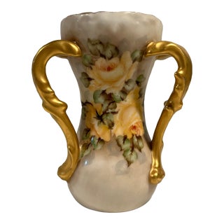 Limoges Hand-Painted Porcelain Vase For Sale