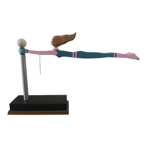 1987 JW Eaton Postmodern Pink and Blue Wooden Sculpture "Lamppost Flyer"