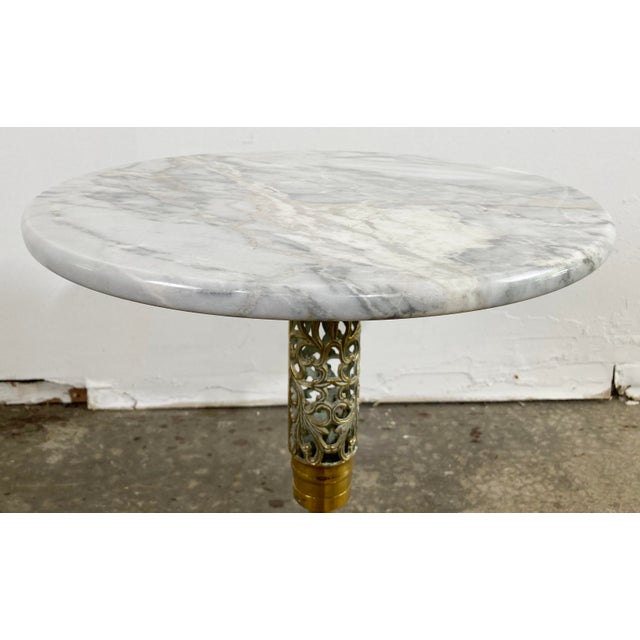 Vintage French Style Round Marble Top Brass Filigree Base Table Chairish