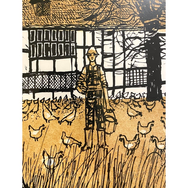 This is an original, hand-signed lithograph by the prominent English printmaker and illustrator Robert Tavener...