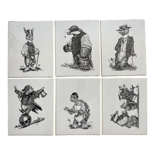 1990s Set of Six Art Prints on Cardboard by Don Higgins Signed Sealed For Sale