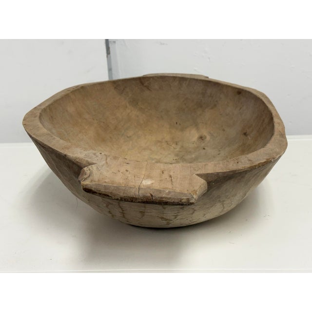 Handcrafted Wood Dough Bowl, Vintage For Sale - Image 4 of 12