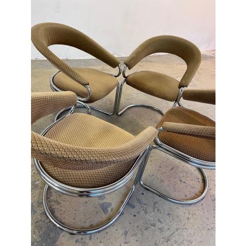 Cantilever Chair in Beige Chrome by Giotto Stoppino For Sale - Image 11 of 11