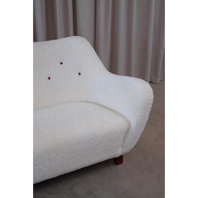 Animal Skin Swedish Sheepskin Sofa, 1950s For Sale - Image 7 of 14
