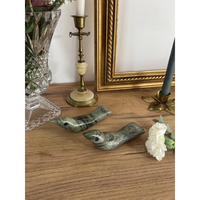 Bird Figurines in Stone, Set of 2 For Sale - Image 4 of 4
