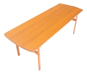 Solid Teak Danish Mid Century Modern 59" Long Rectangle Coffee Table