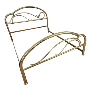 1980s Art Deco Brass Gold Italian Queen Bedframe For Sale