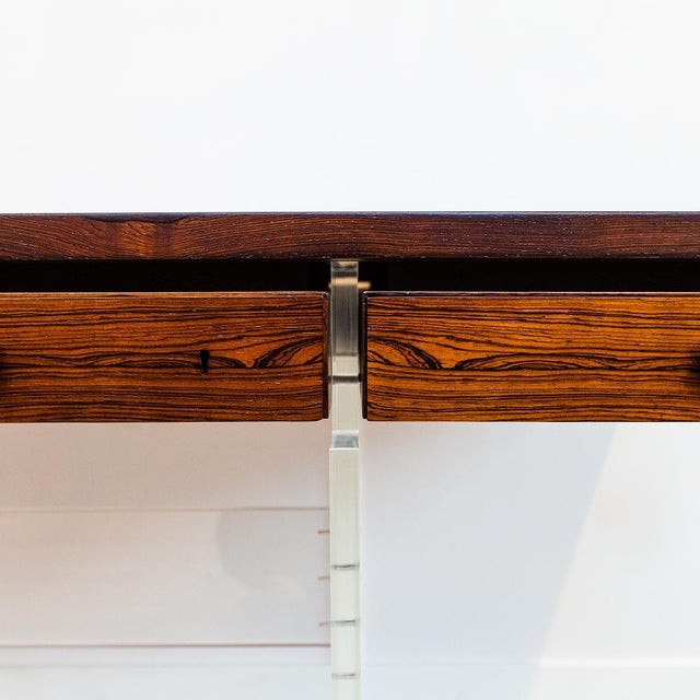 1960s Danish Modern Rosewood & Lucite Executive Desk Attributed to Poul Norreklit for Sigurd Hansen For Sale - Image 9 of 18