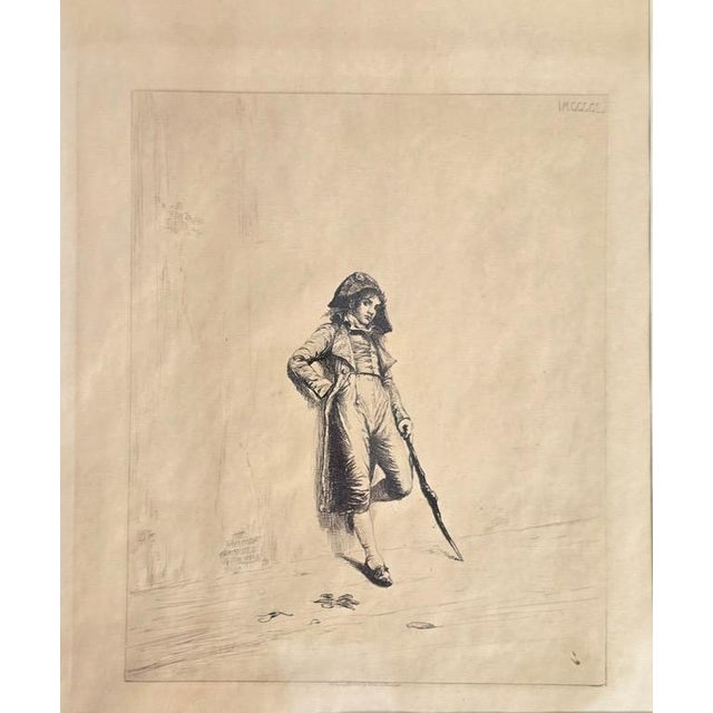 Printmaking Materials 1883 Original Etching the Loafer by Ignaz Marcel Gaugengigl in Ornate Antique Wood Frame For Sale - Image 7 of 11