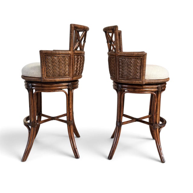 Lexington Tommy Bahama Bali Hai Kamala Bay Swivel Bar Stools, a Pair For Sale In Miami - Image 6 of 18