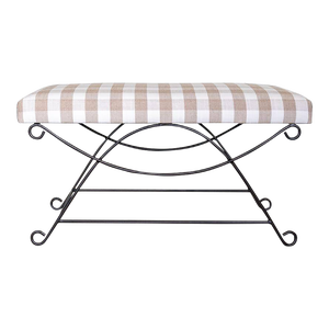 Panoplie Iron Loop Bench, Tan Gingham