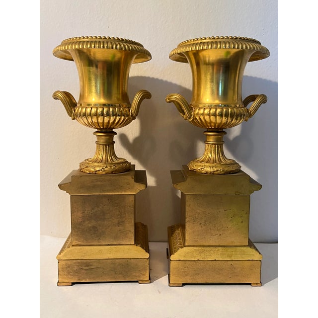 19th Century Neoclassical Gilt Bronze Grand Tour Mounted Urns - a Pair For Sale - Image 9 of 12