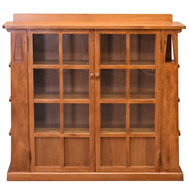 Brown Mission Double Door Bookcase With Side Shelves - Michael's Cherry For Sale - Image 8 of 8