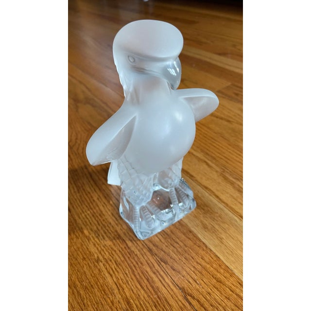 Beautiful large Lalique frosted crystal liberty eagle sculpture with box. (Box is not in perfect condition, it has some...