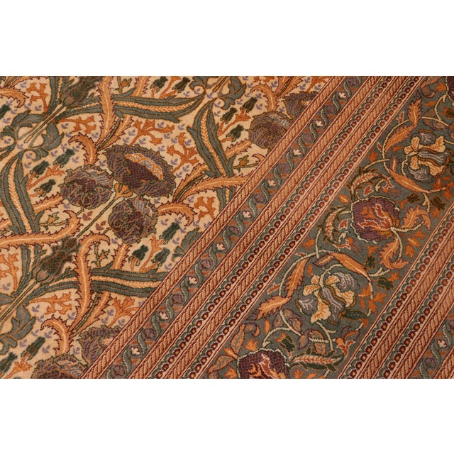 1990s Shabby Chic Floral 1990's Pak-Persian Ivory/Green Wool Rug - 9'3'' X 12'3'' For Sale - Image 5 of 9