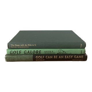 Set of Three Vintage Mid 20th Century Books on Golf in Shades of Green For Sale