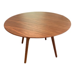Stellar Works Ren Round Walnut Dining Table + Herman Miller Eames Fiberglass Wood Dowel Chairs For Sale