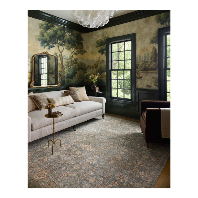 Chris Loves Julia x Loloi Palma Blue / Natural 5'-3" x 7'-6" Area Rug For Sale