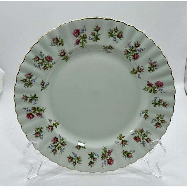 White Mid 20th Century 12 English Fine Bone China Salad / Dessert Plates For Sale - Image 8 of 10