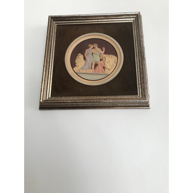 Hand Painted Plaster Intaglio Framed in Velvet For Sale In Chicago - Image 6 of 12