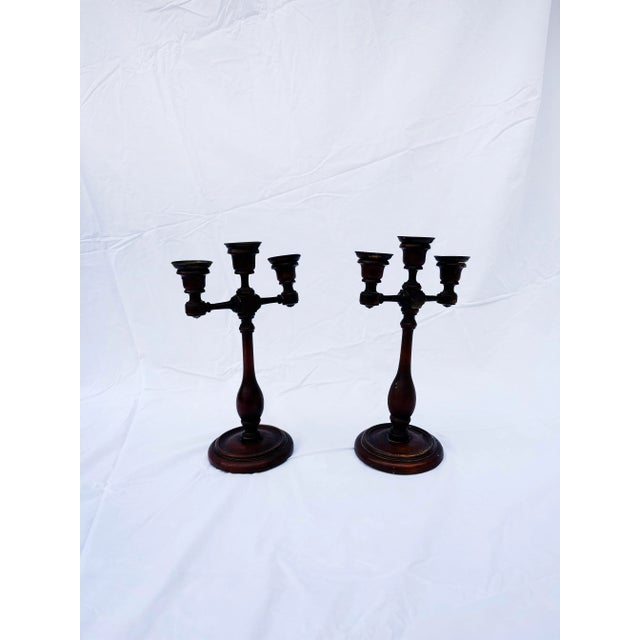Antique Mid 19th Century Wooden Candle Sticks - a Pair For Sale In San Diego - Image 6 of 7