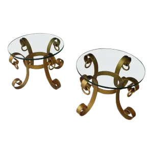 Italian Gilt Wrought Iron Side Tables - A Pair