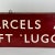 Rare Early 20th C Large Double Sided Train Station Porcelain Enamel Sign in Cherry Red Reads "Parcels and Left Luggage" For Sale In New York - Image 6 of 18