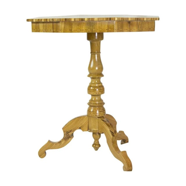 Wood Biedermeier Marquetry Side Table, 1800s For Sale - Image 7 of 10