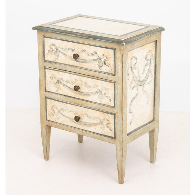 Off-white Venetian Style Painted Bedside Tables, Pair For Sale - Image 8 of 9