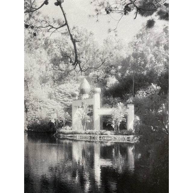 Vintage Infrared Black and White print on Japanese rice paper 11 x 17 framed. Los Angeles Zen Temple near Lake Hollywood.