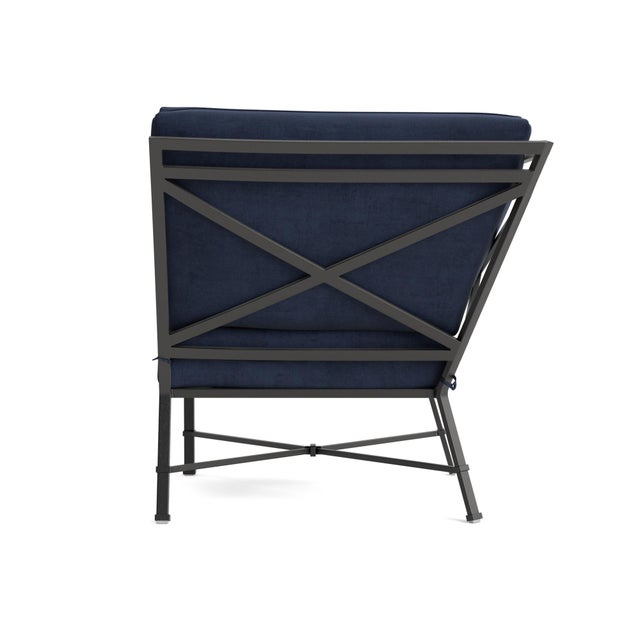 Brown Jordan Brown Jordan Venetian Corner Sectional, Textured Pewter frame with Fusion Neptune fabric For Sale - Image 4 of 11