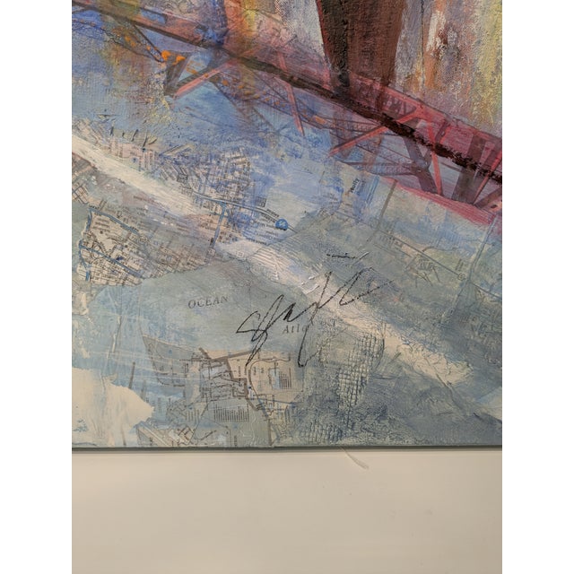 Paint Mathews Bridge Ii, Abstract Expressionist Mixed-Media, Marsha Glazière For Sale - Image 7 of 8