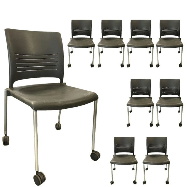 Vintage Dark Grey Plastic Rolling Desk Chairs by Giancarlo Piretti for Strive For Sale - Image 9 of 10