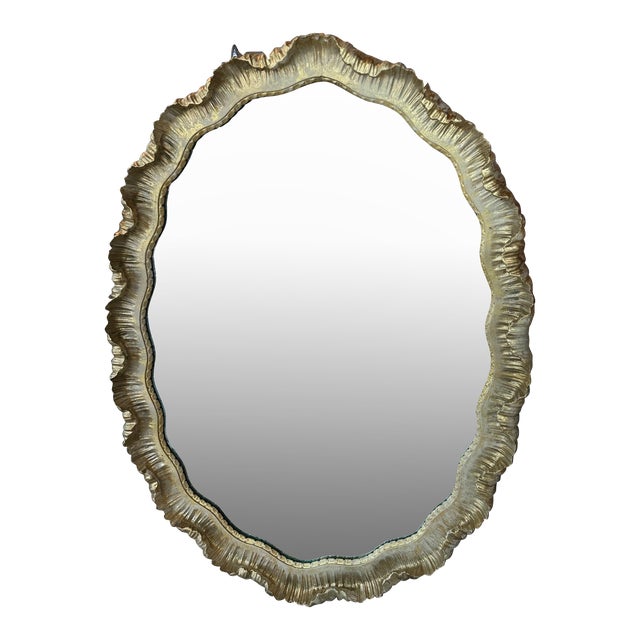 Venetian Italian Gold Gilt Wood Gesso Scalloped Ruffle Oval Wall Mirror ...