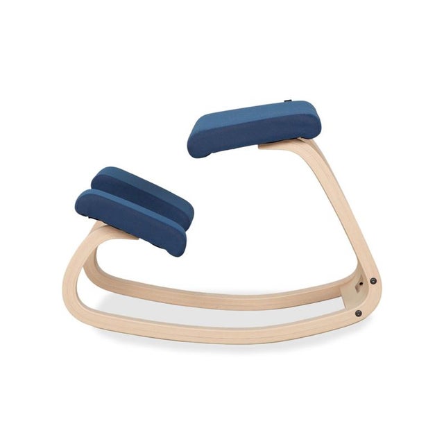 Variable Kneeling Chair in Ash and Blue Fabric by Peter Opsvik For Sale - Image 11 of 12