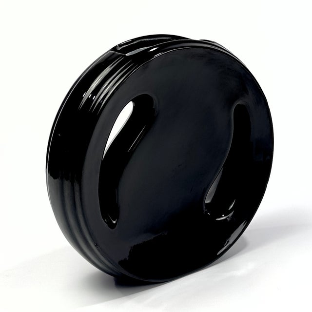 Ceramic Flat & Black Postmodern Ceramic Vase Curation - Group of 5 For Sale - Image 7 of 18
