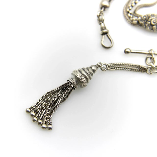 Silver Late 19th Century Sterling Silver Victorian Albertina Watch Fob Chain and Bracelet For Sale - Image 8 of 9