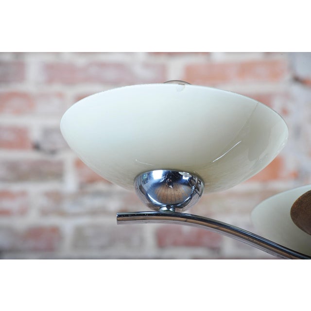 Art Deco Chandelier in Chromed Steel, Beech and Opal Glass, Czech, 1920s For Sale - Image 4 of 13