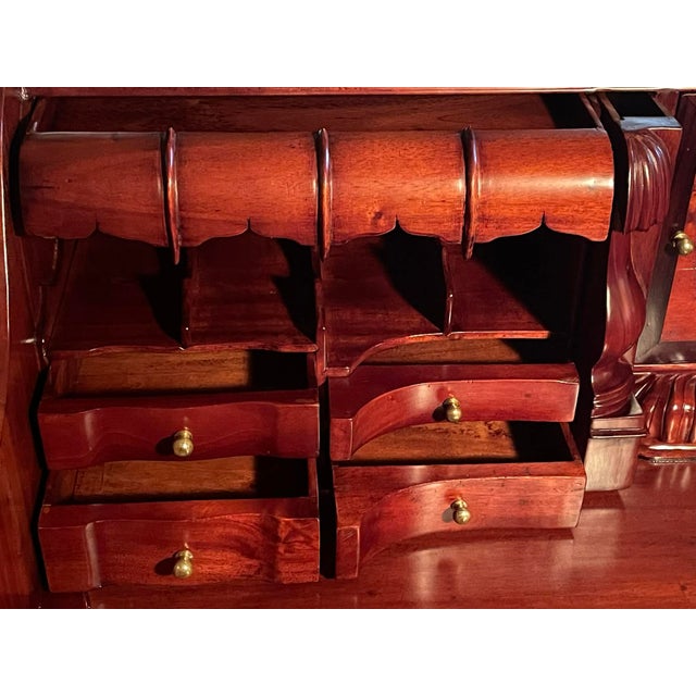 Solid Mahogany Repro. Chippendale Escritoire Secretary Desk Talon & Ball For Sale - Image 4 of 15