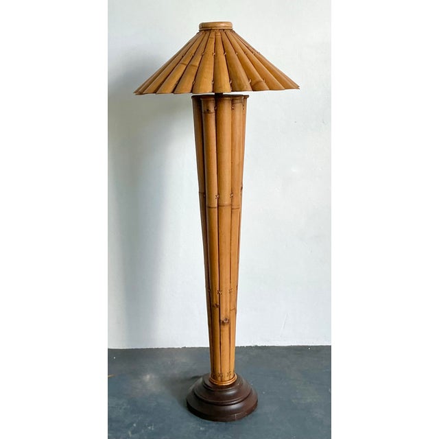Vintage Boho Split Bamboo Floor Lamp For Sale - Image 10 of 11