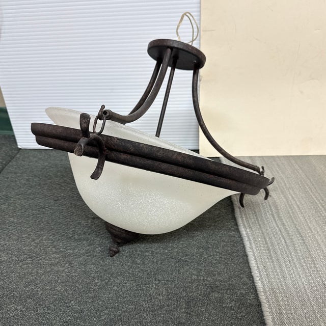 Design Plus Gallery presents a Contemporary Semi Flush Mount Pendant. The light fixture has a textured rubbed bronze...