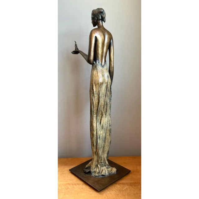 Vintage Bronze Draped Female Figure For Sale - Image 9 of 13